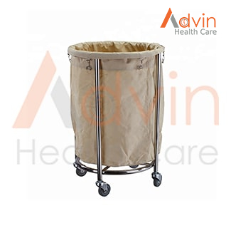 Round Soiled Linen Trolley Cart With 4 Wheels