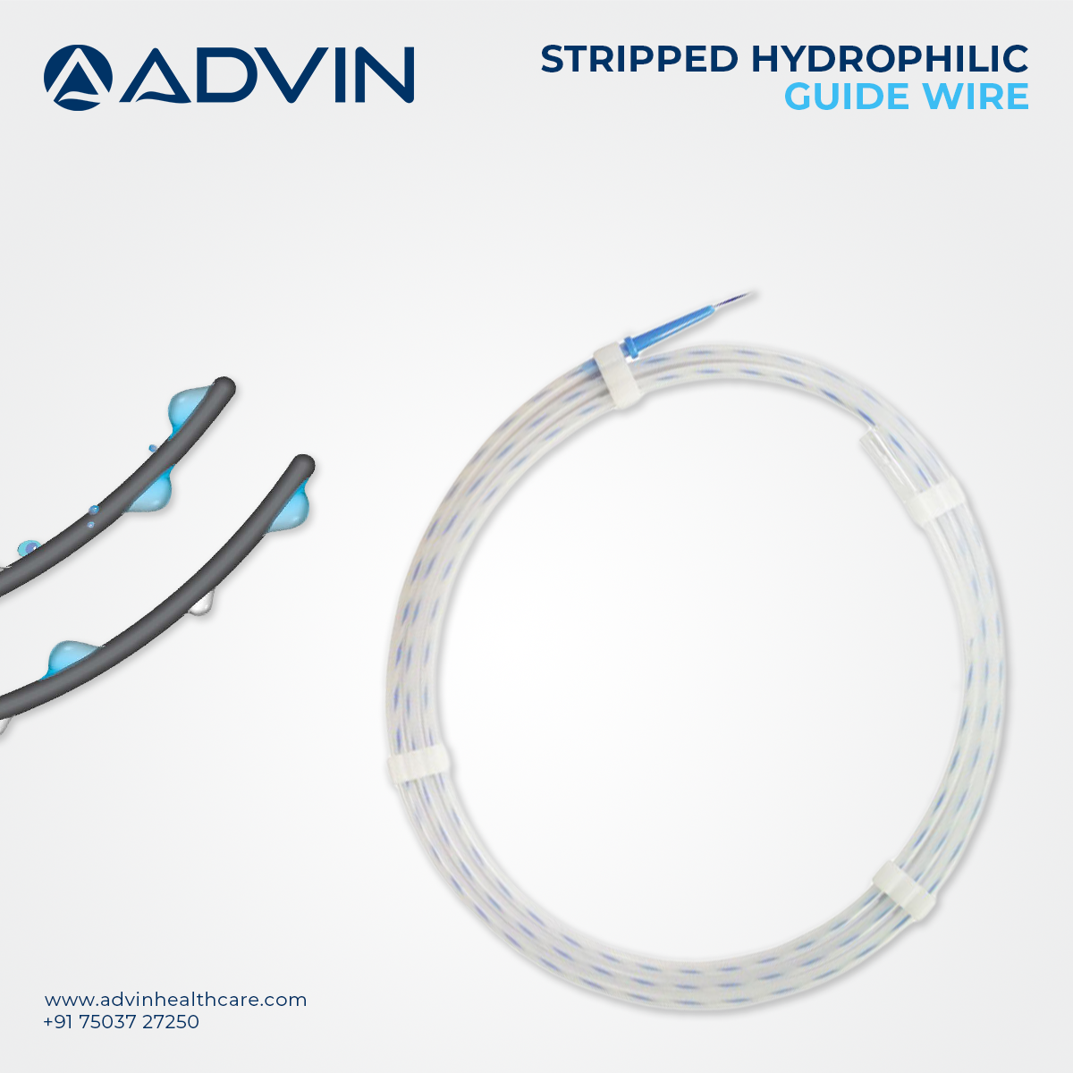 Stripped Hydrophilic Guide Wire