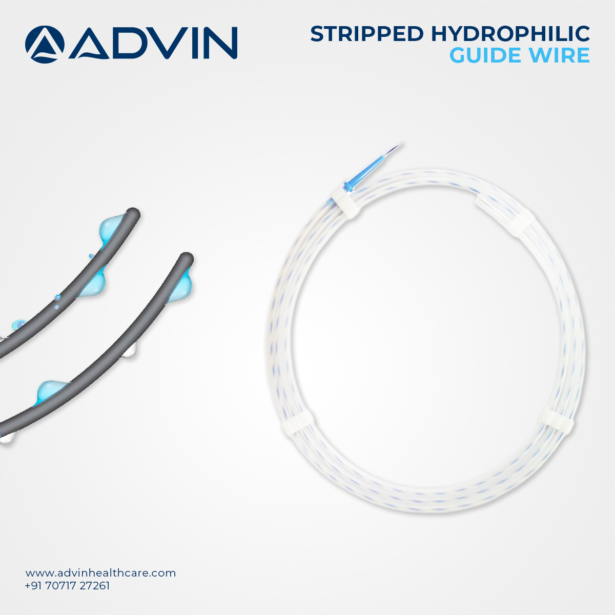 Stripped Hydrophilic Guide Wire